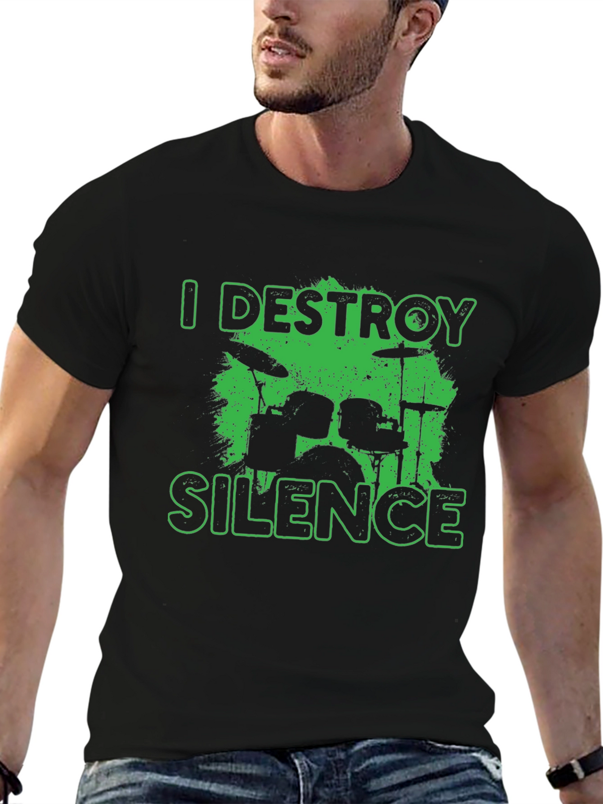 I Destroy Silence Drummer Black T-Shirt