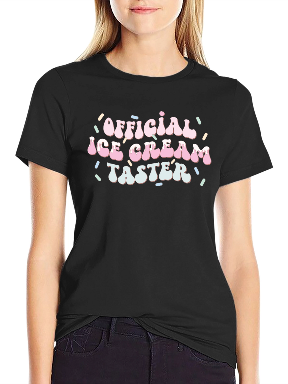 Official Ice Cream Taster Black Cotton T-Shirt