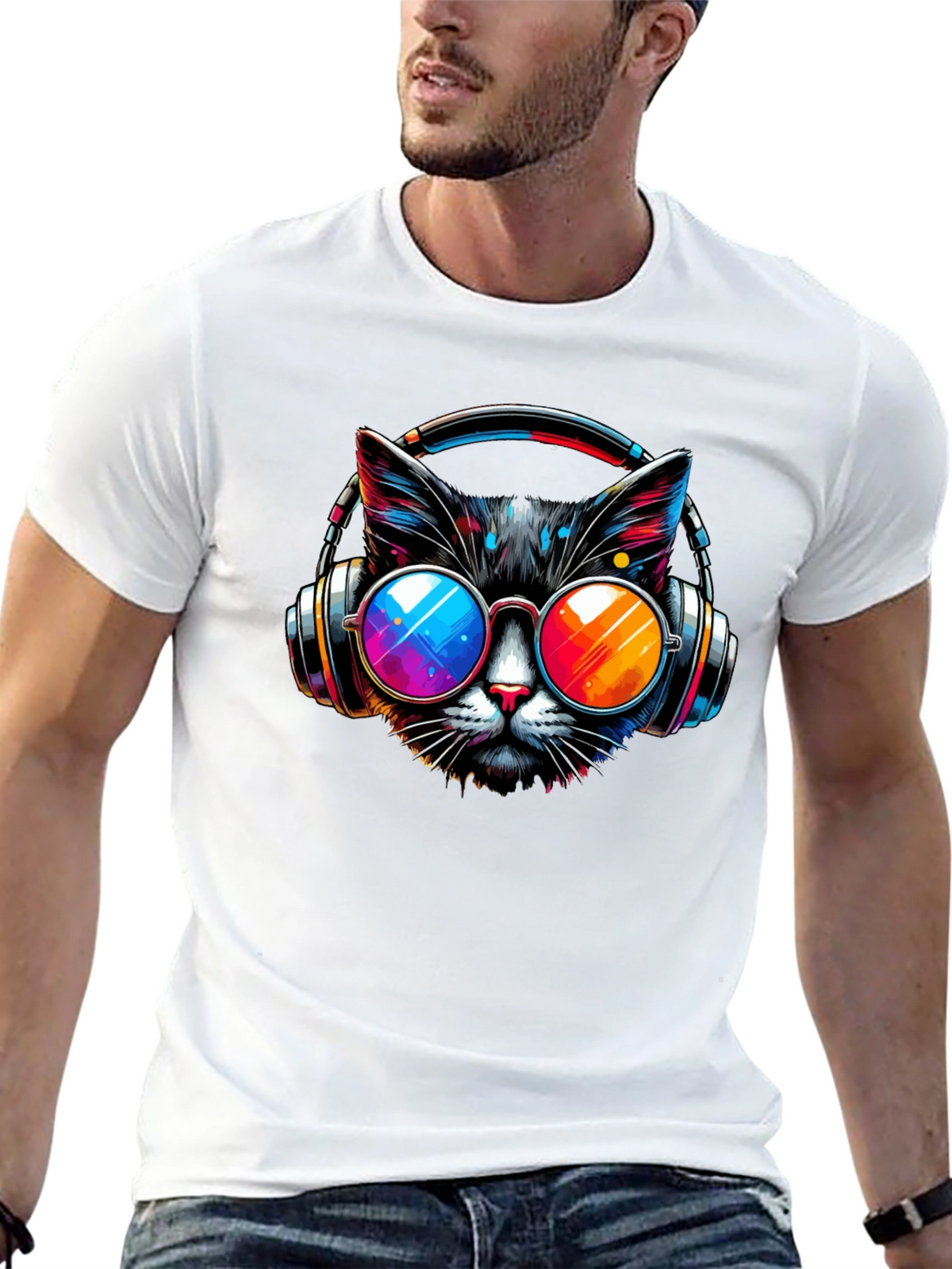 Cool Cat T-Shirt - Headphones & Sunglasses