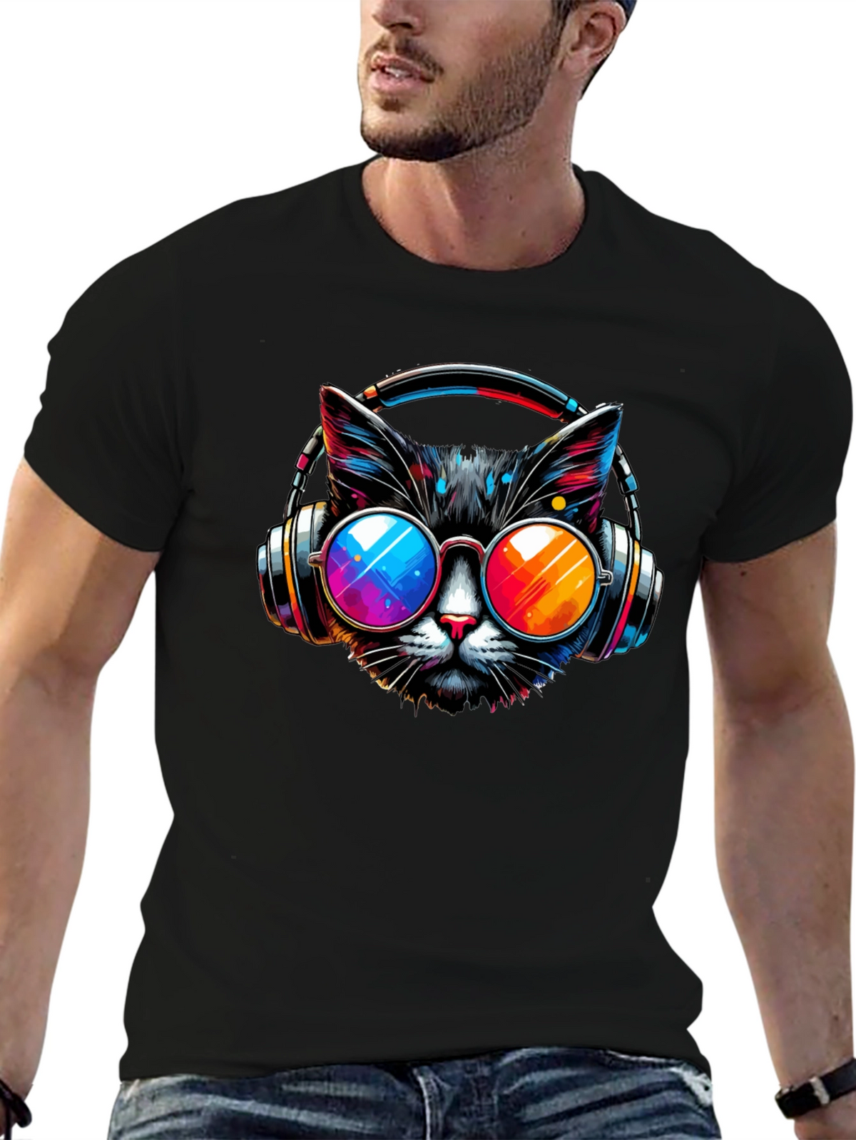 Cool Cat T-Shirt - Headphones & Sunglasses