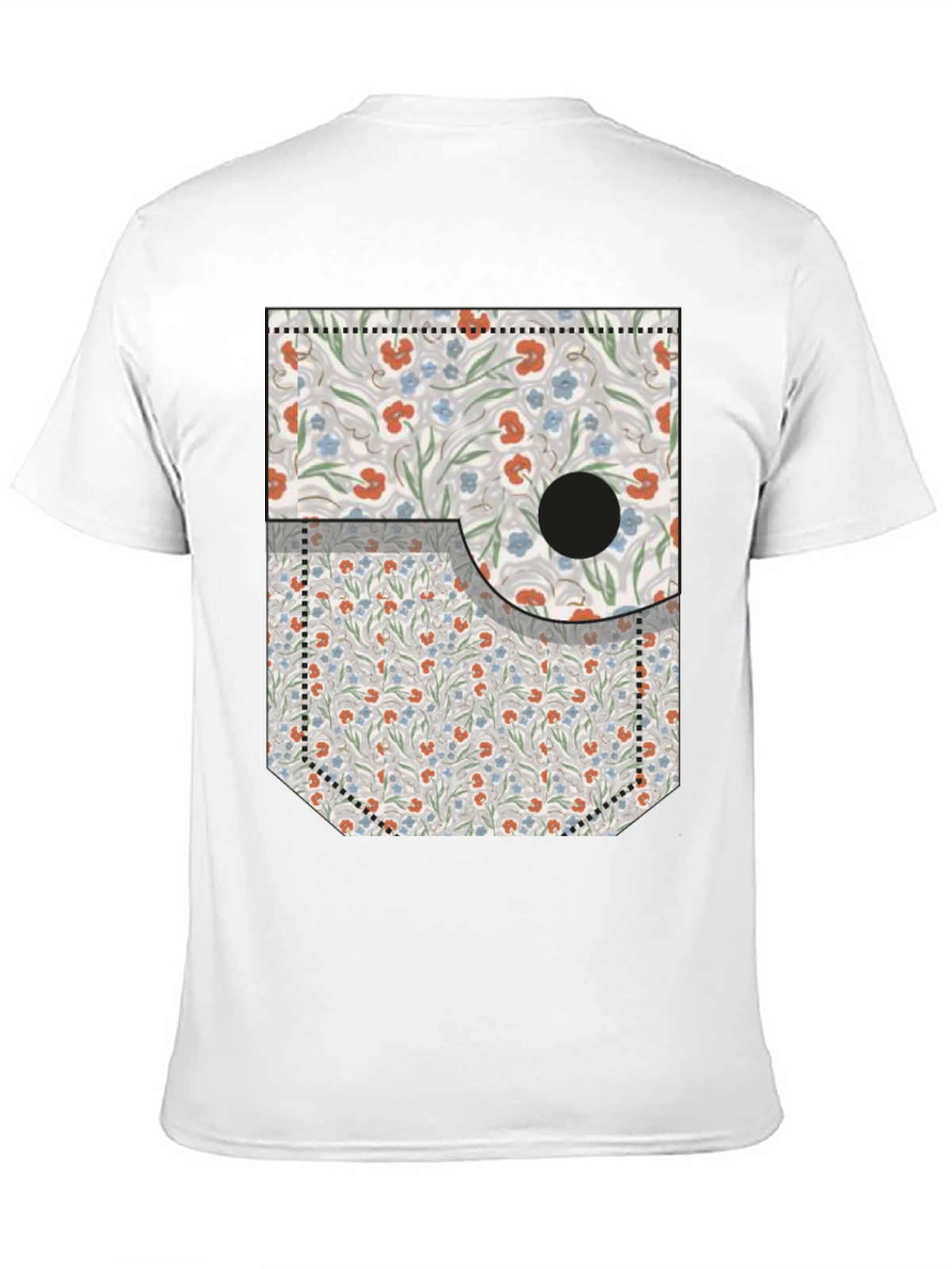 Floral Pocket Print Tee - Novelty Graphic T-Shirt