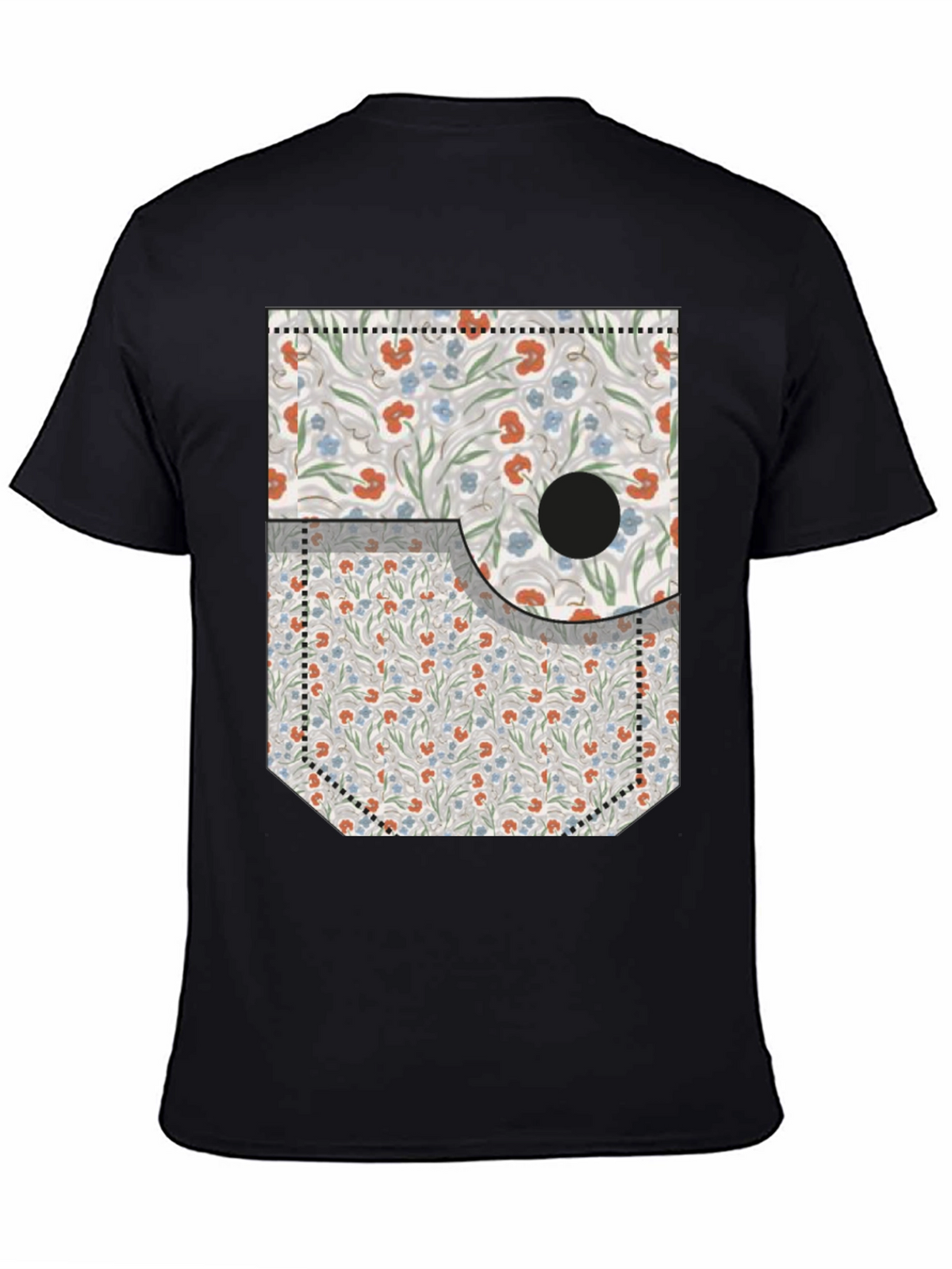 Floral Pocket Print Tee - Novelty Graphic T-Shirt