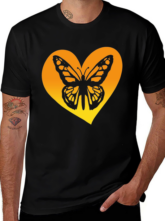 Butterfly Heart Graphic Tee - Trendy Black Shirt