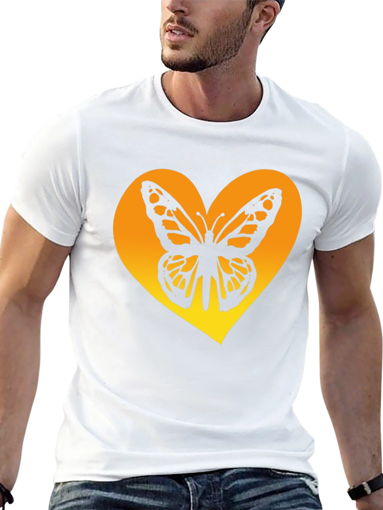 Butterfly Heart Graphic Tee - Trendy Black Shirt
