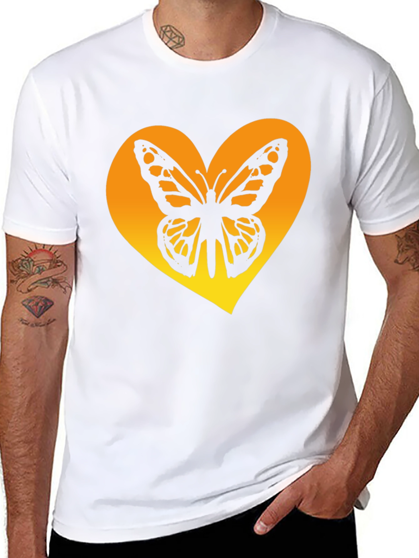 Butterfly Heart Graphic Tee - Trendy Black Shirt