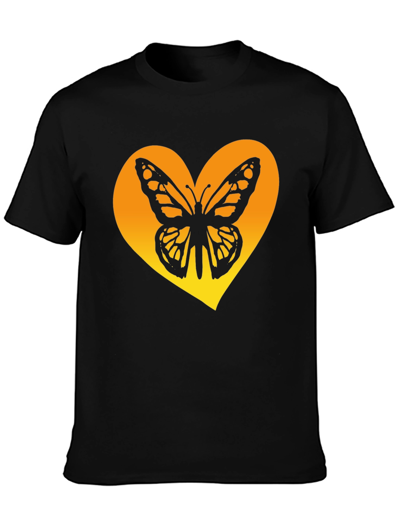 Butterfly Heart Graphic Tee - Trendy Black Shirt