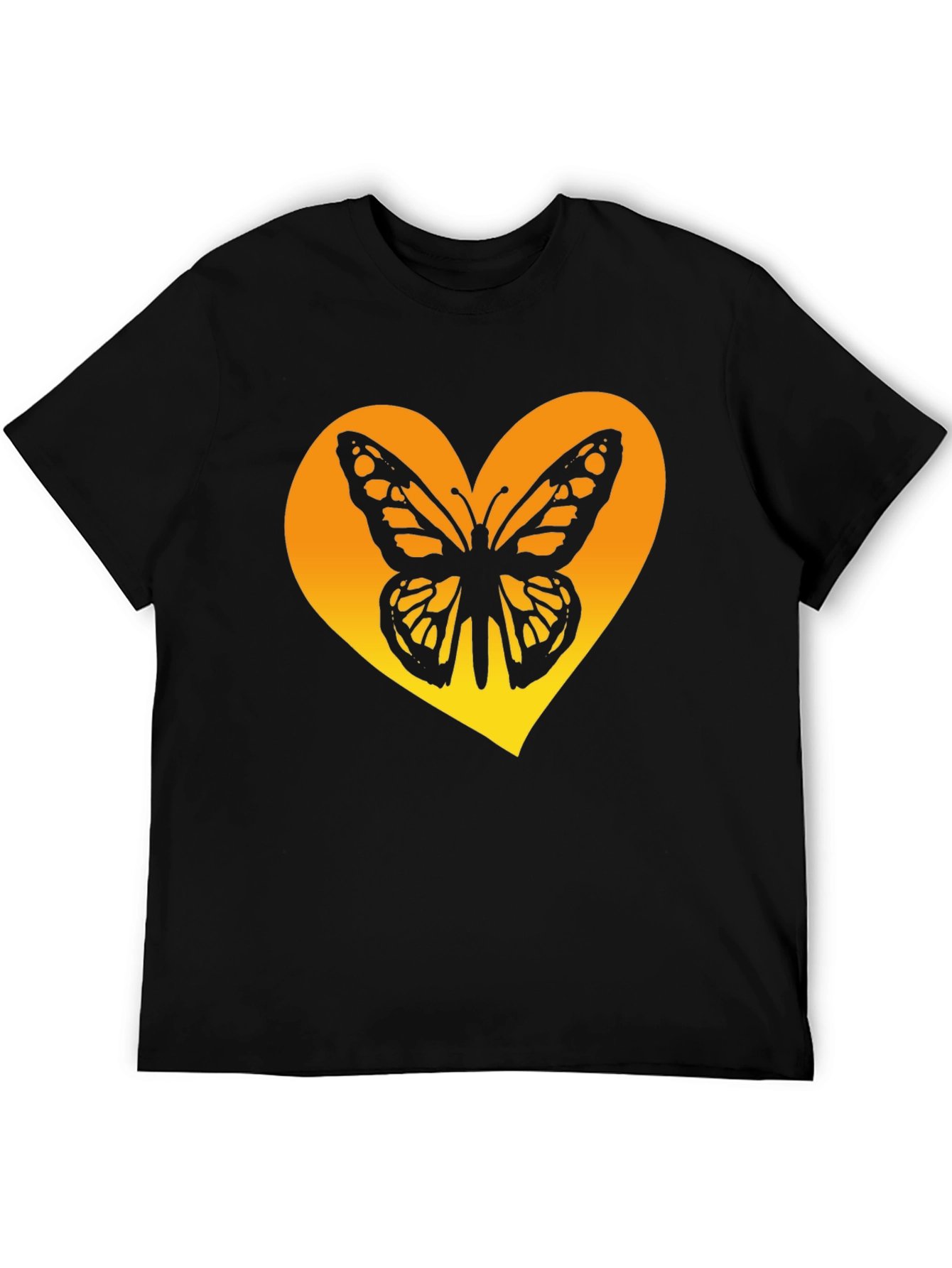 Butterfly Heart Graphic Tee - Trendy Black Shirt