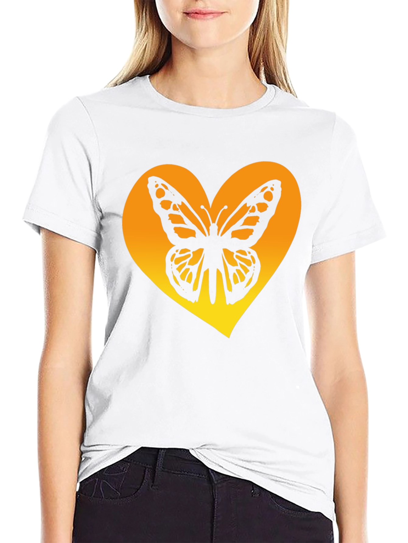 Butterfly Heart Graphic Tee - Trendy Black Shirt
