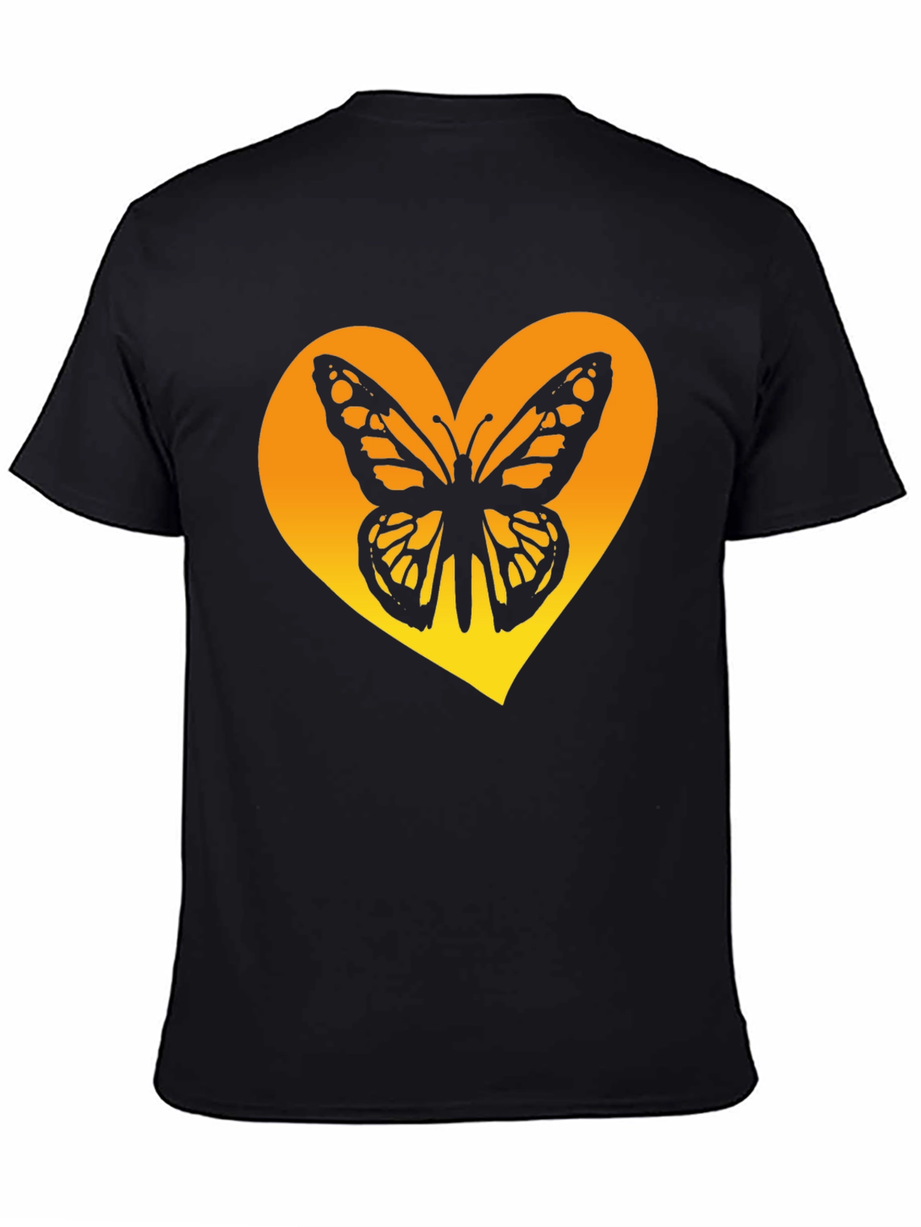 Butterfly Heart Graphic Tee - Trendy Black Shirt
