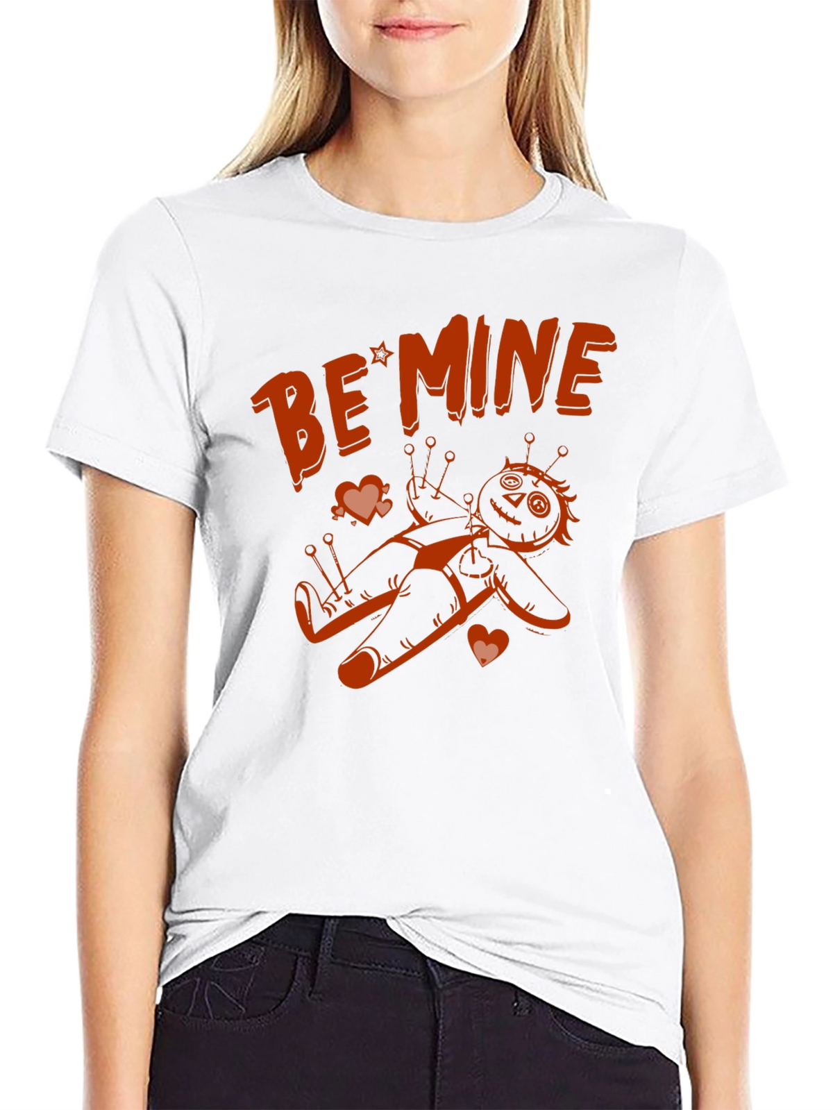 Be Mine Voodoo Doll Graphic Tee - Black