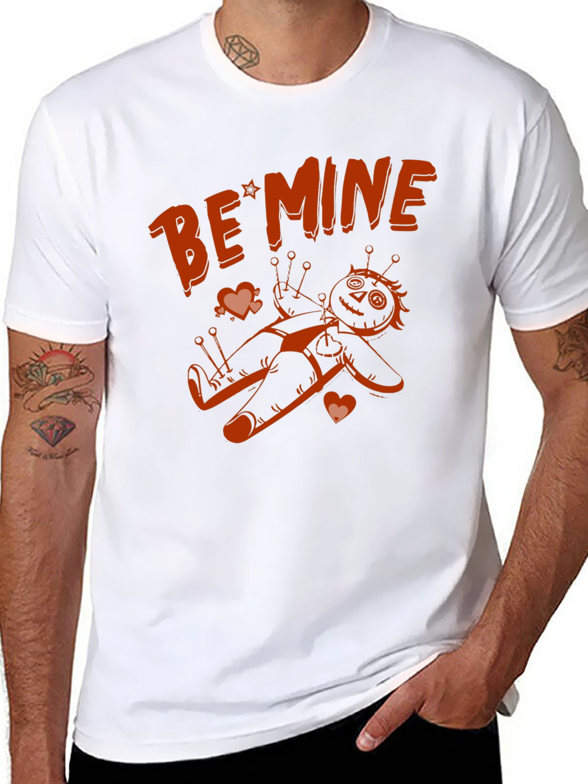 Be Mine Voodoo Doll Graphic Tee - Black