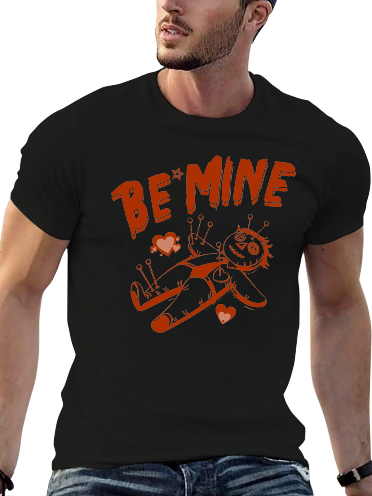 Be Mine Voodoo Doll Graphic Tee - Black