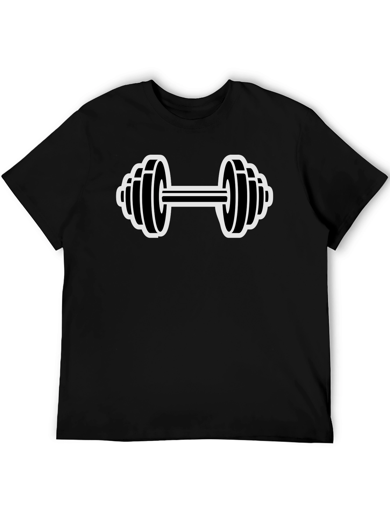 Workout Dumbbell Graphic Tee - Black Cotton T-Shirt