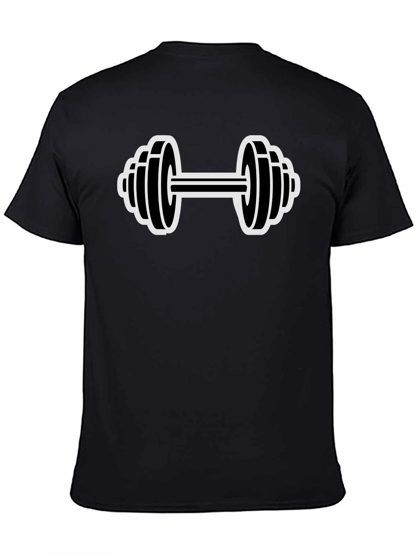 Workout Dumbbell Graphic Tee - Black Cotton T-Shirt