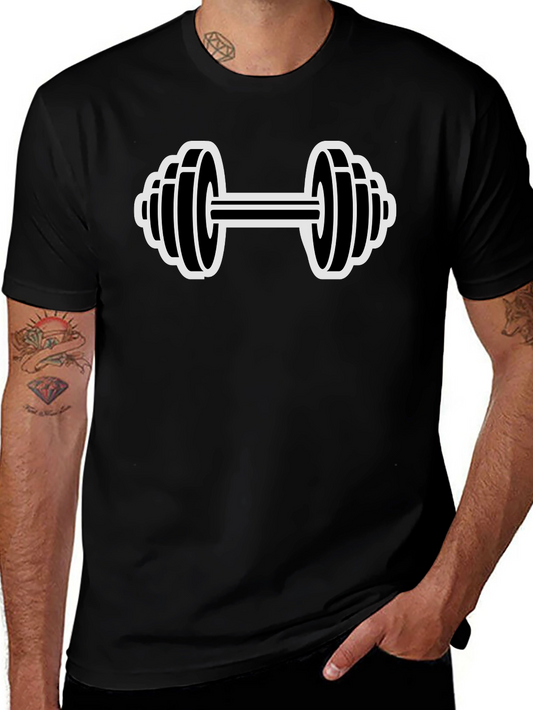Workout Dumbbell Graphic Tee - Black Cotton T-Shirt