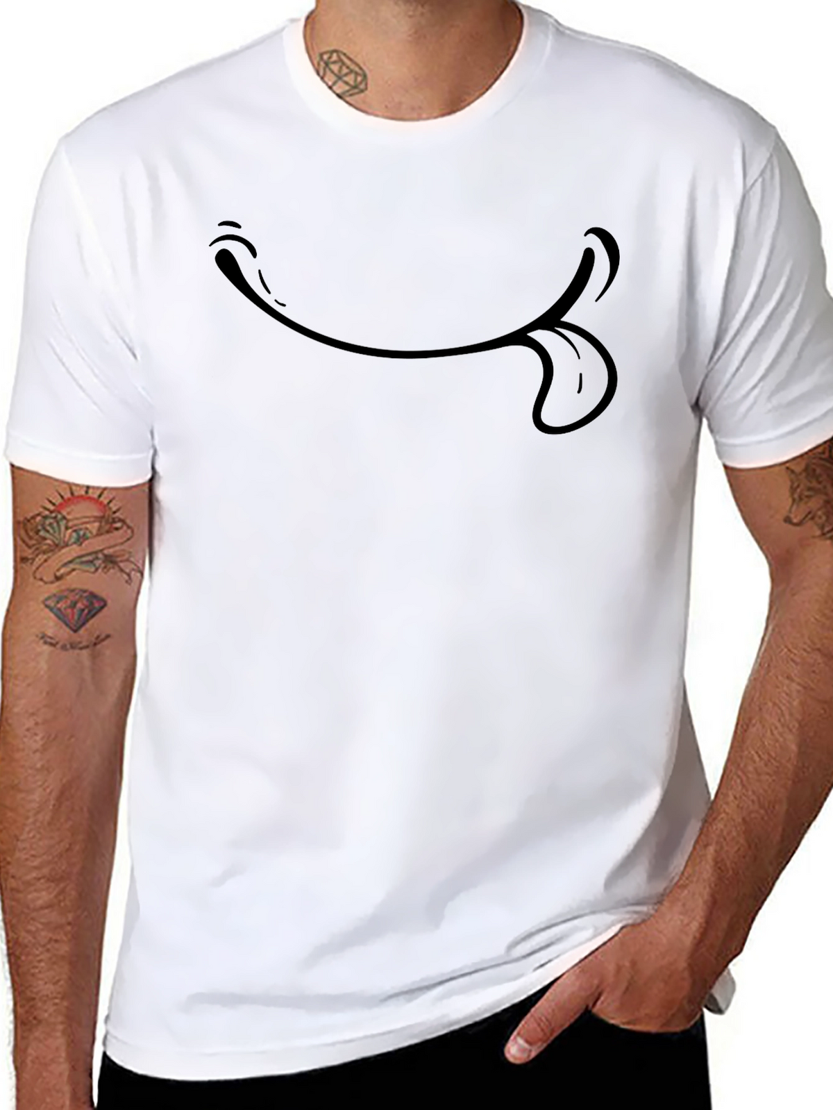 Funny Tongue Out Graphic Black T-Shirt