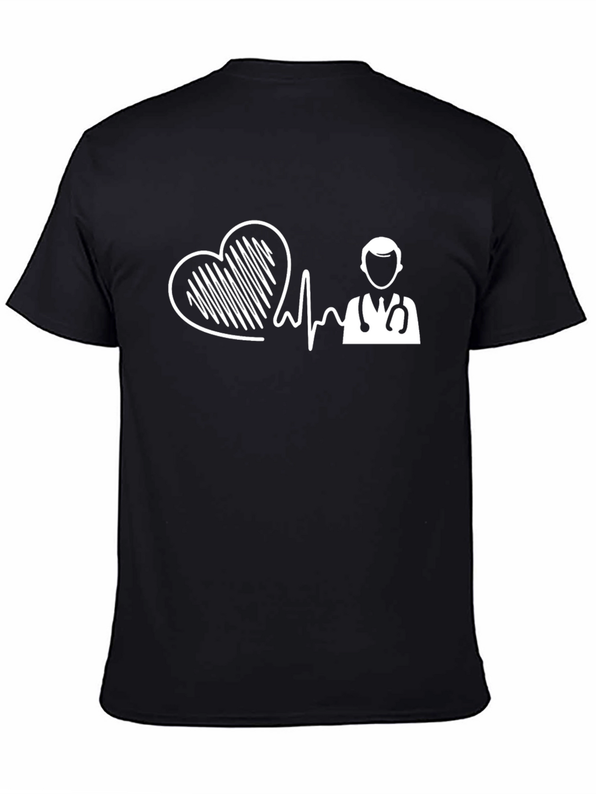 Heartbeat Doctor Graphic Tee - Black Cotton