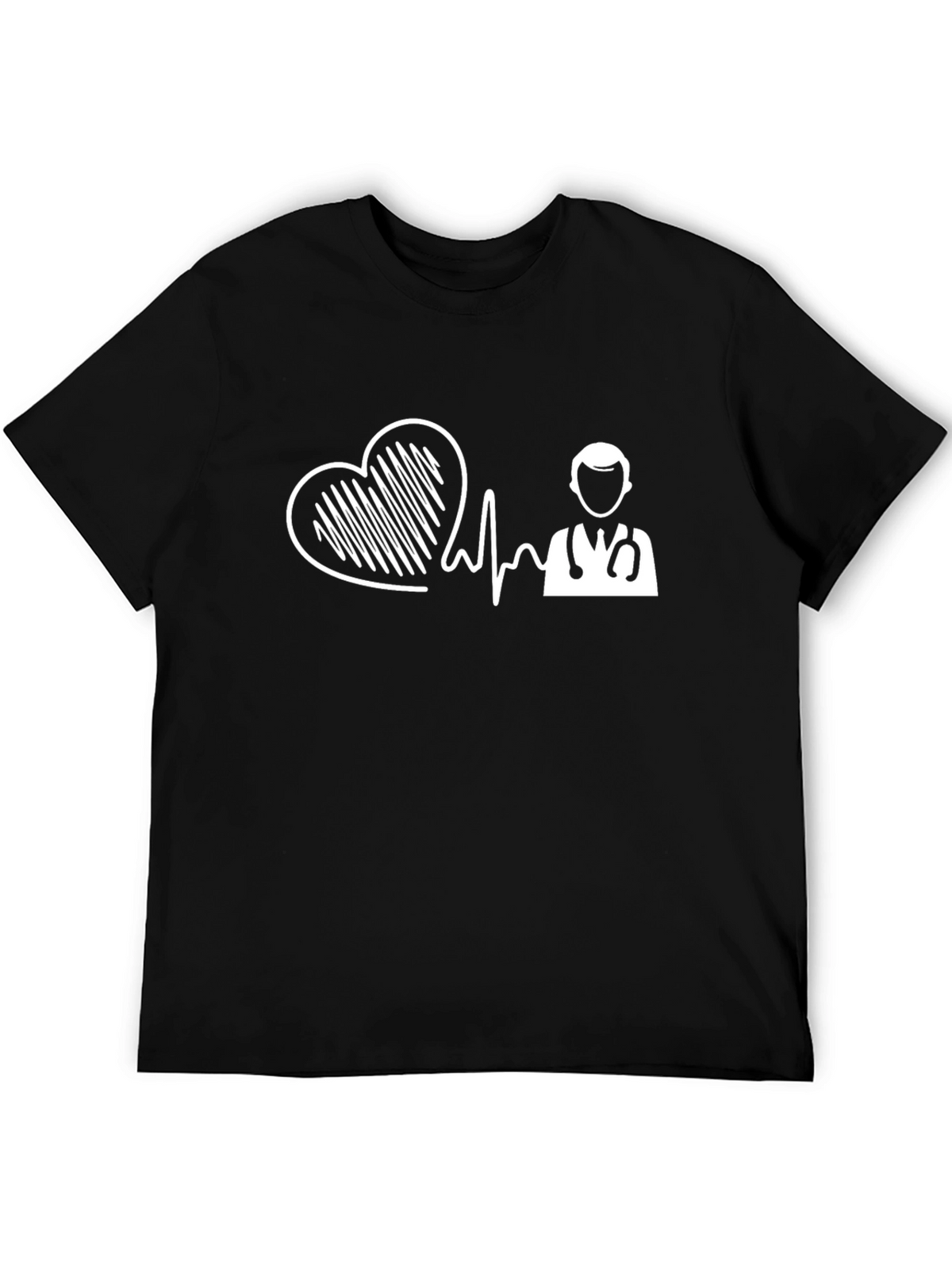Heartbeat Doctor Graphic Tee - Black Cotton