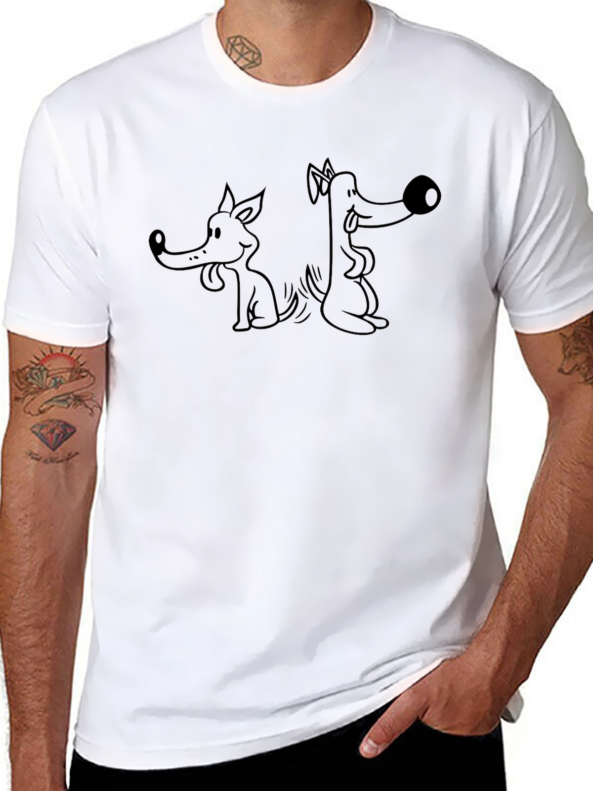 Funny Dog Cartoon Graphic Black T-Shirt