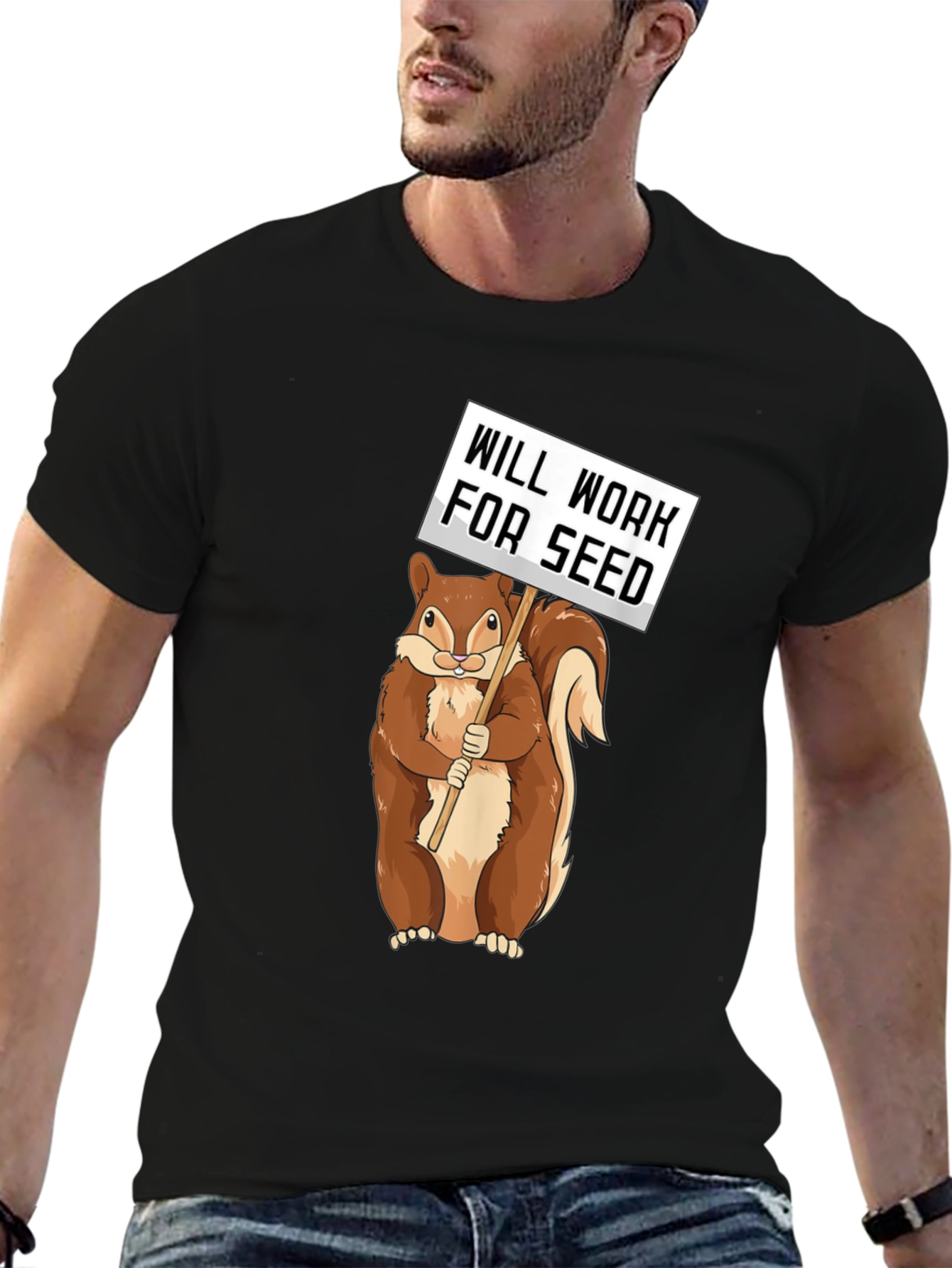 Will Work For Seed Squirrel Tee