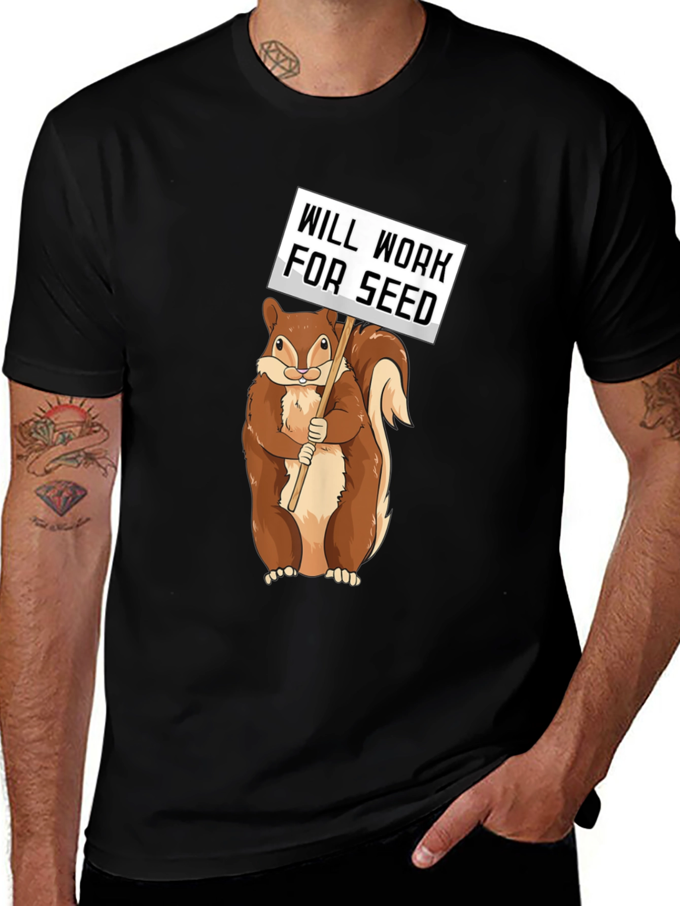 Will Work For Seed Squirrel Tee