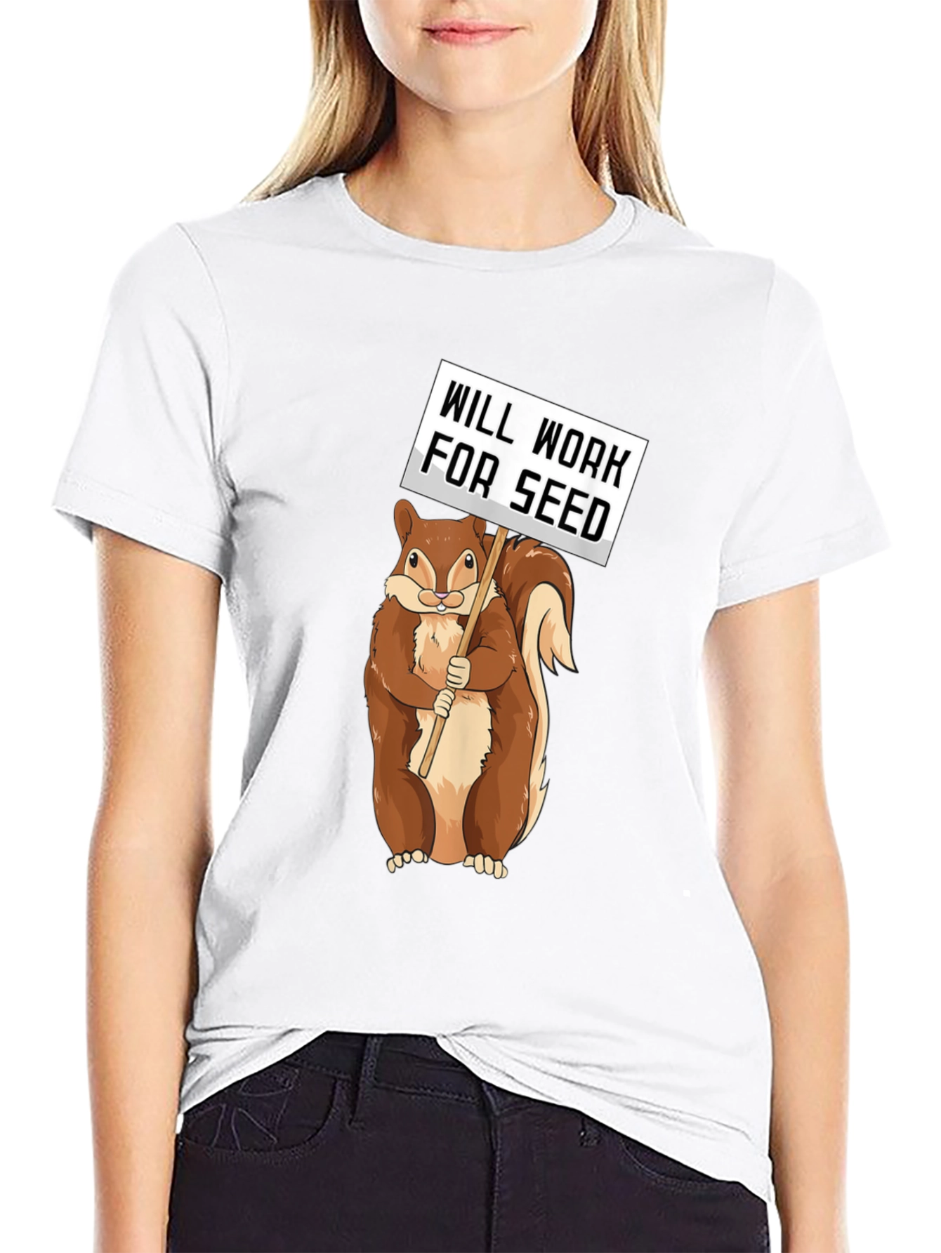 Will Work For Seed Squirrel Tee