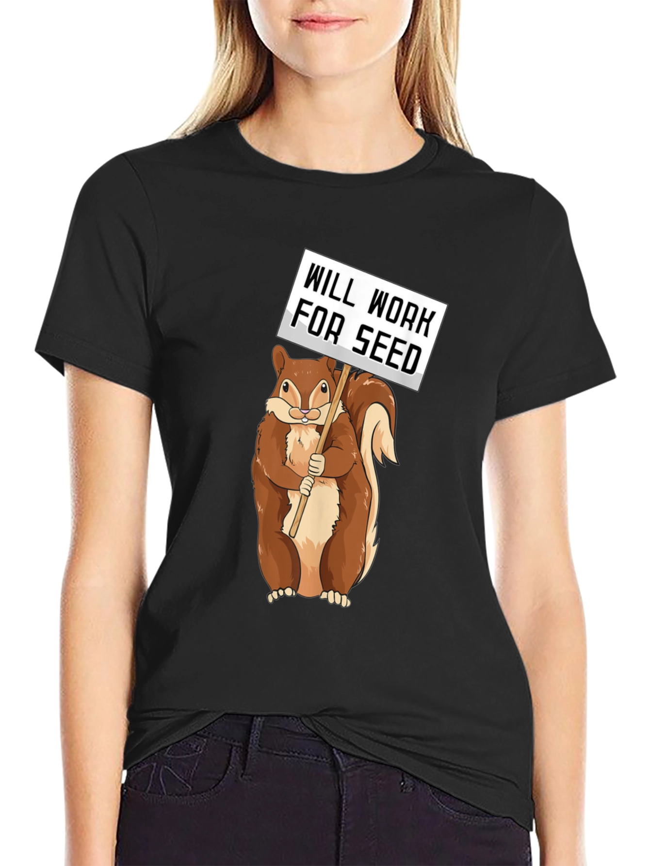 Will Work For Seed Squirrel Tee