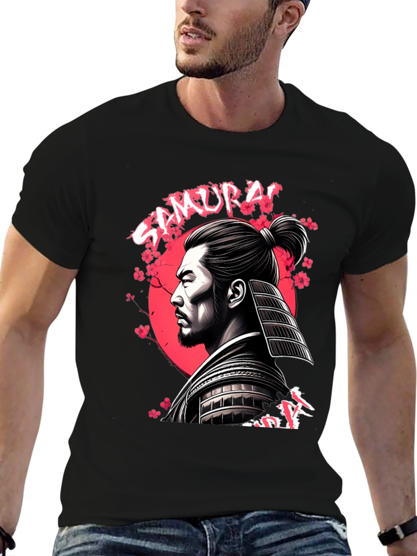 Samurai Warrior Graphic T-Shirt - Black