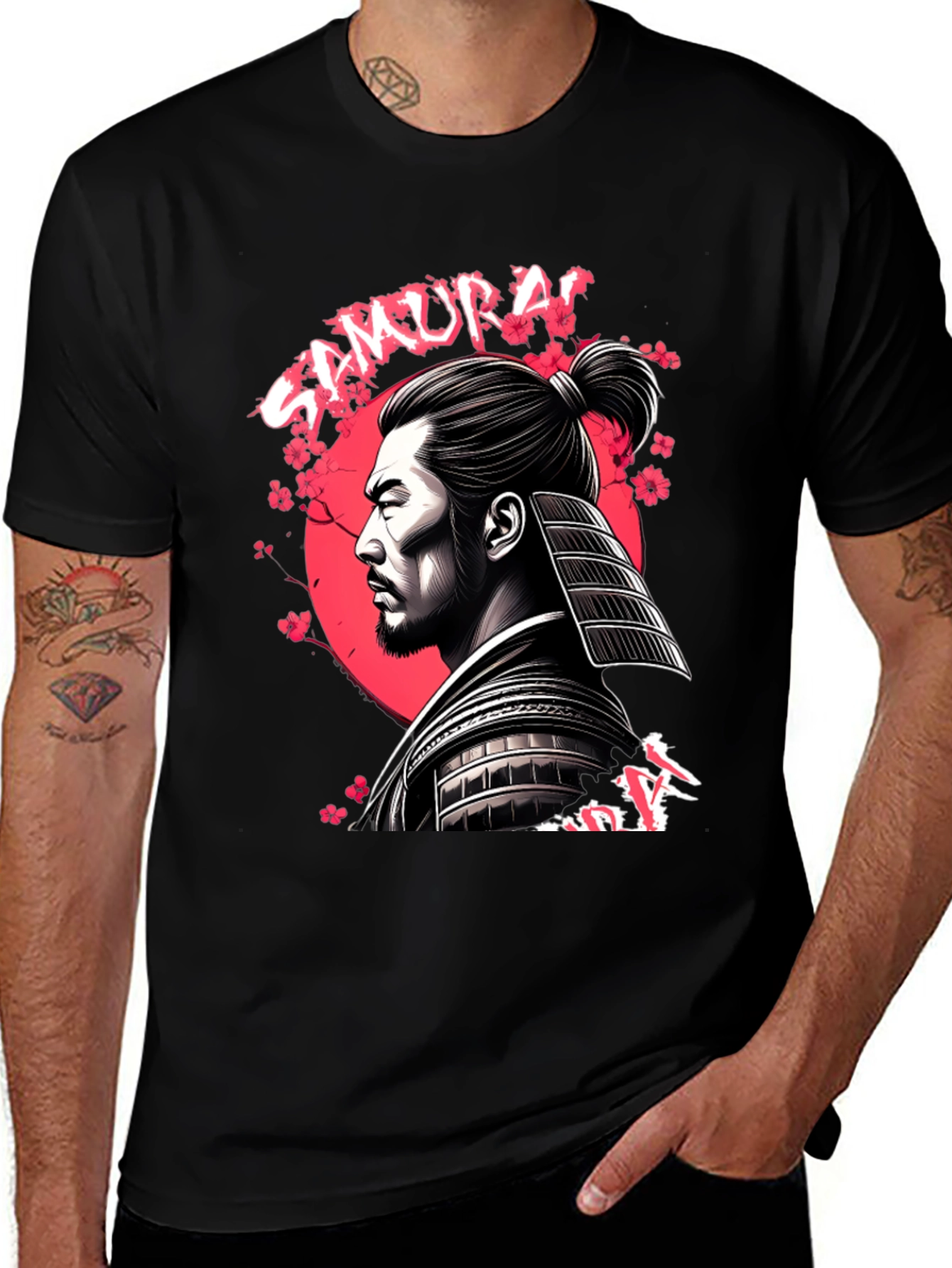 Samurai Warrior Graphic T-Shirt - Black