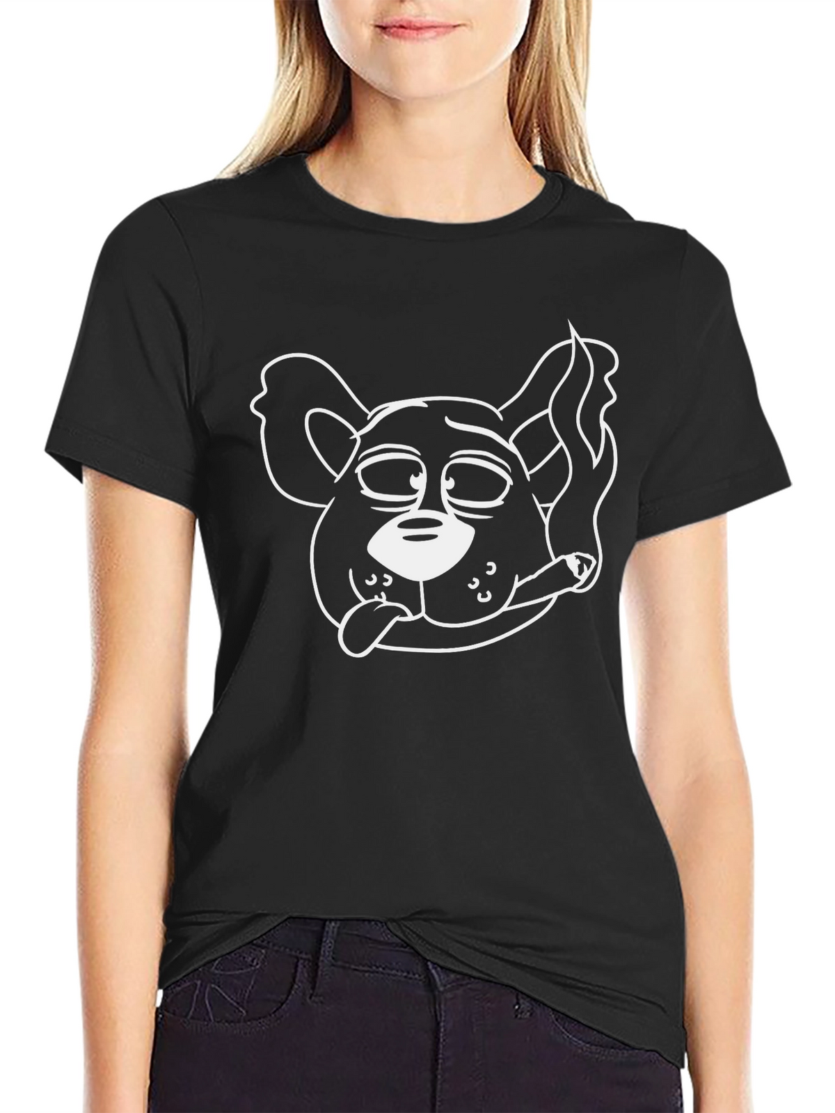 Funny Stoner Dog Graphic Tee - Black Cotton T-Shirt