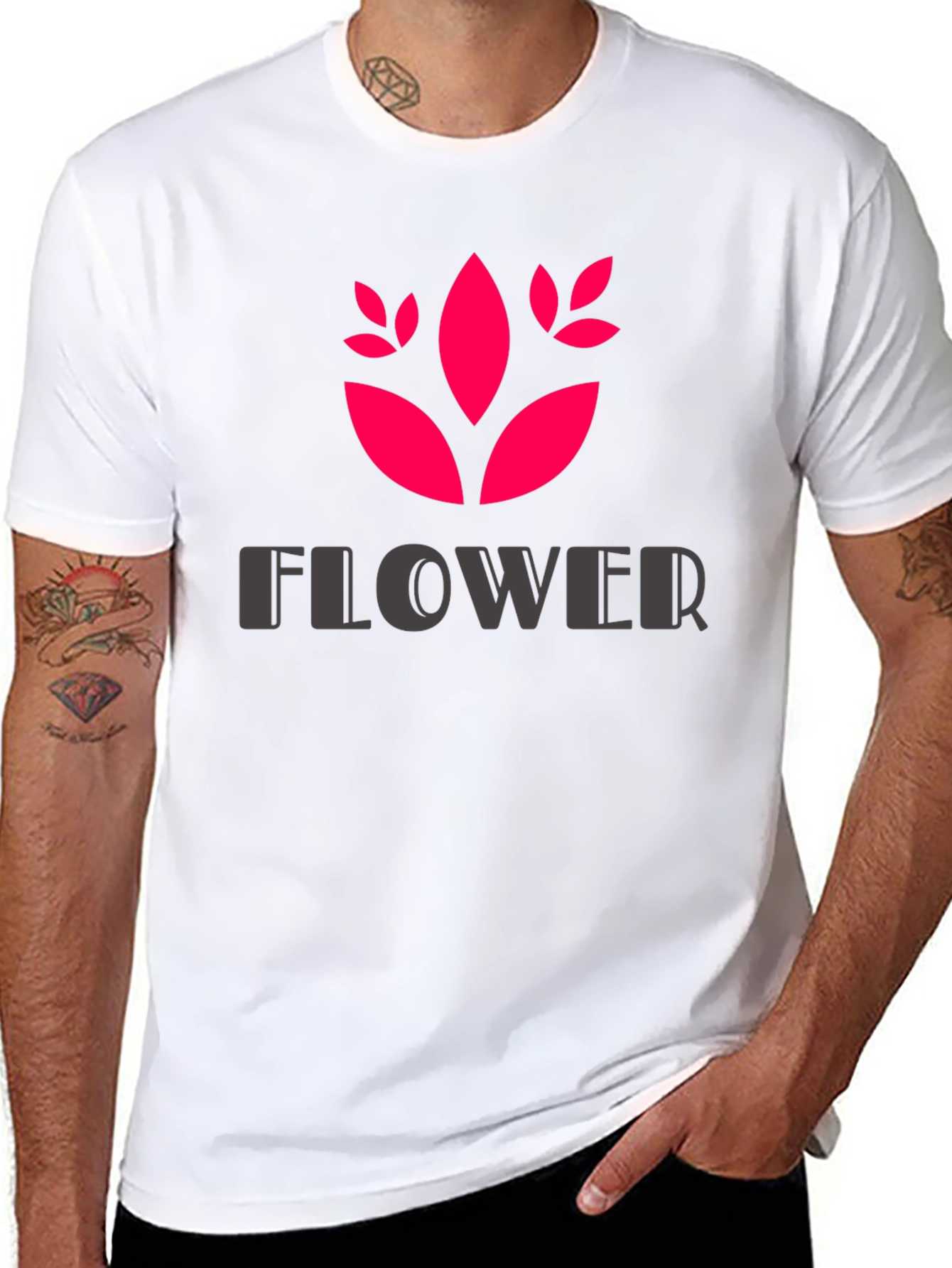 Trendy Black Flower Graphic T-Shirt