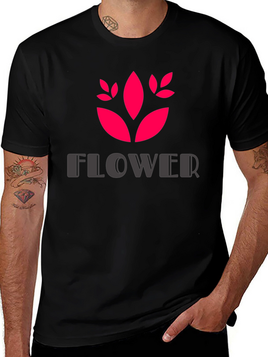 Trendy Black Flower Graphic T-Shirt