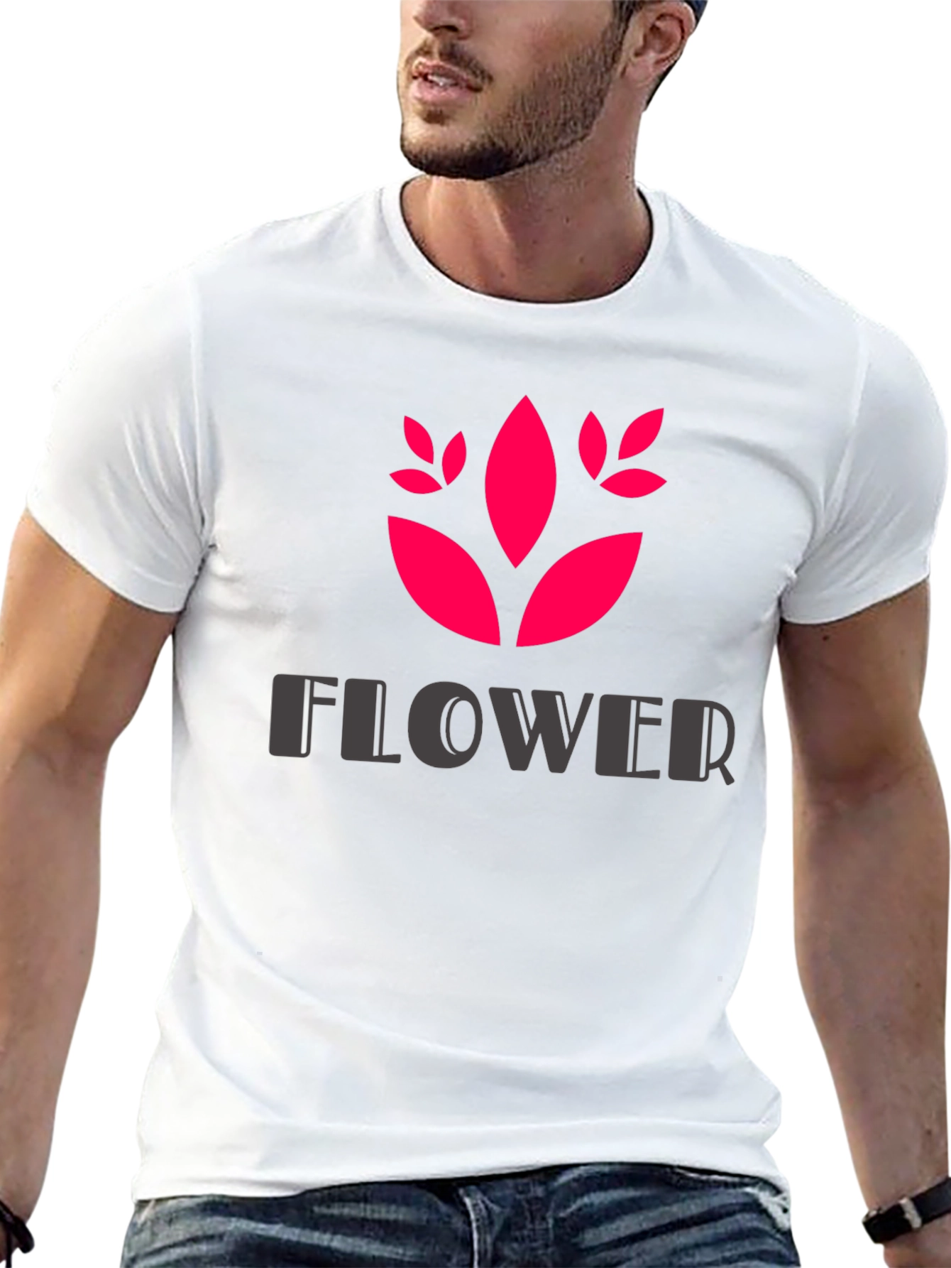 Trendy Black Flower Graphic T-Shirt