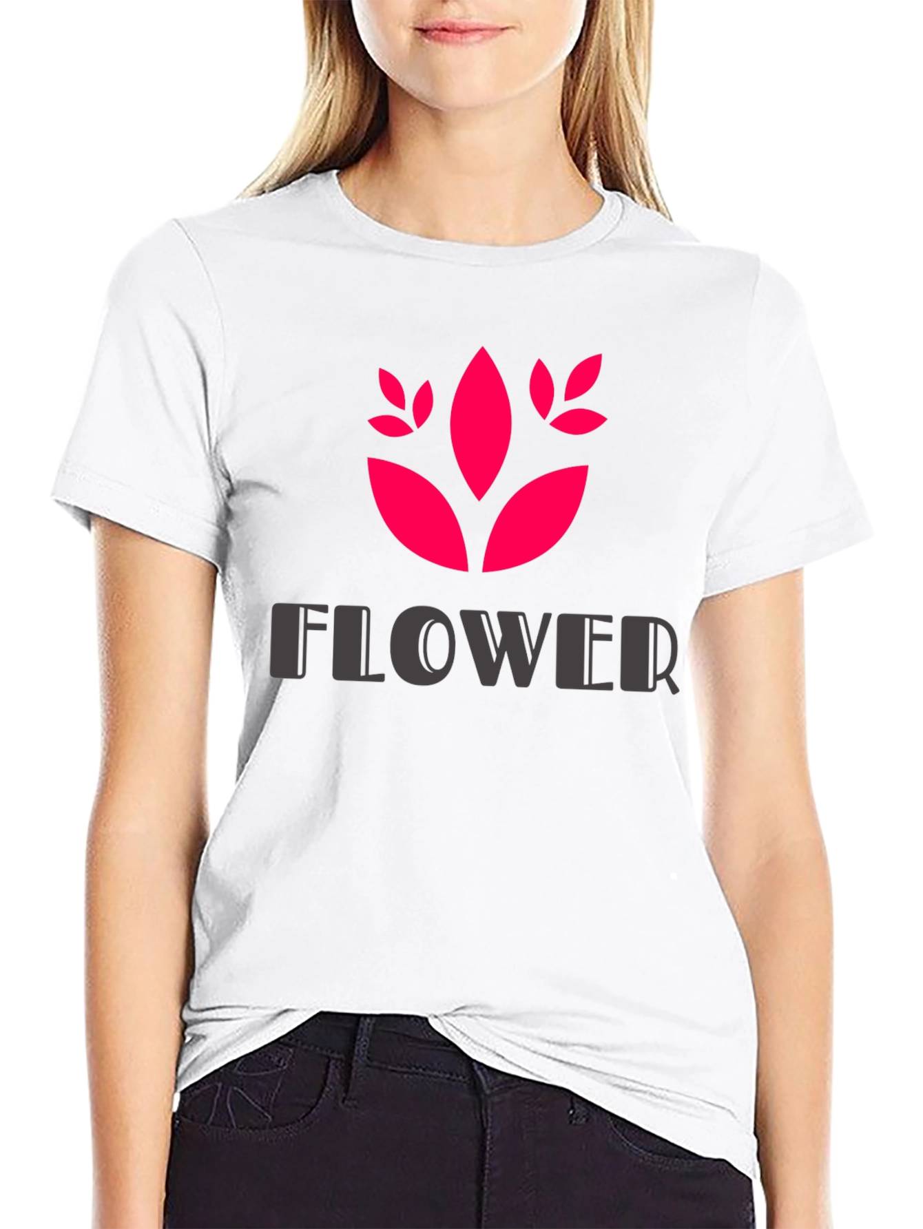 Trendy Black Flower Graphic T-Shirt