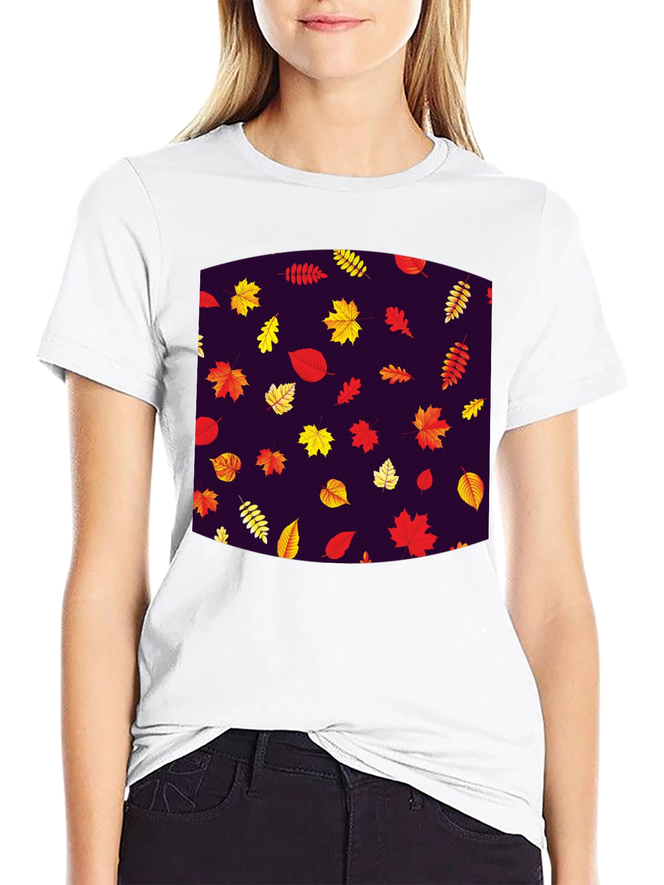 Autumn Leaves Pattern T-Shirt - Stylish Fall Fashion