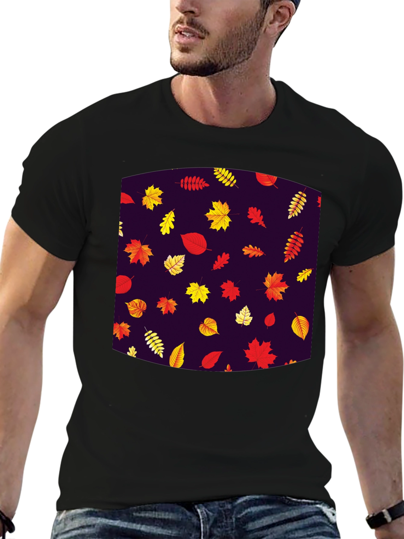 Autumn Leaves Pattern T-Shirt - Stylish Fall Fashion