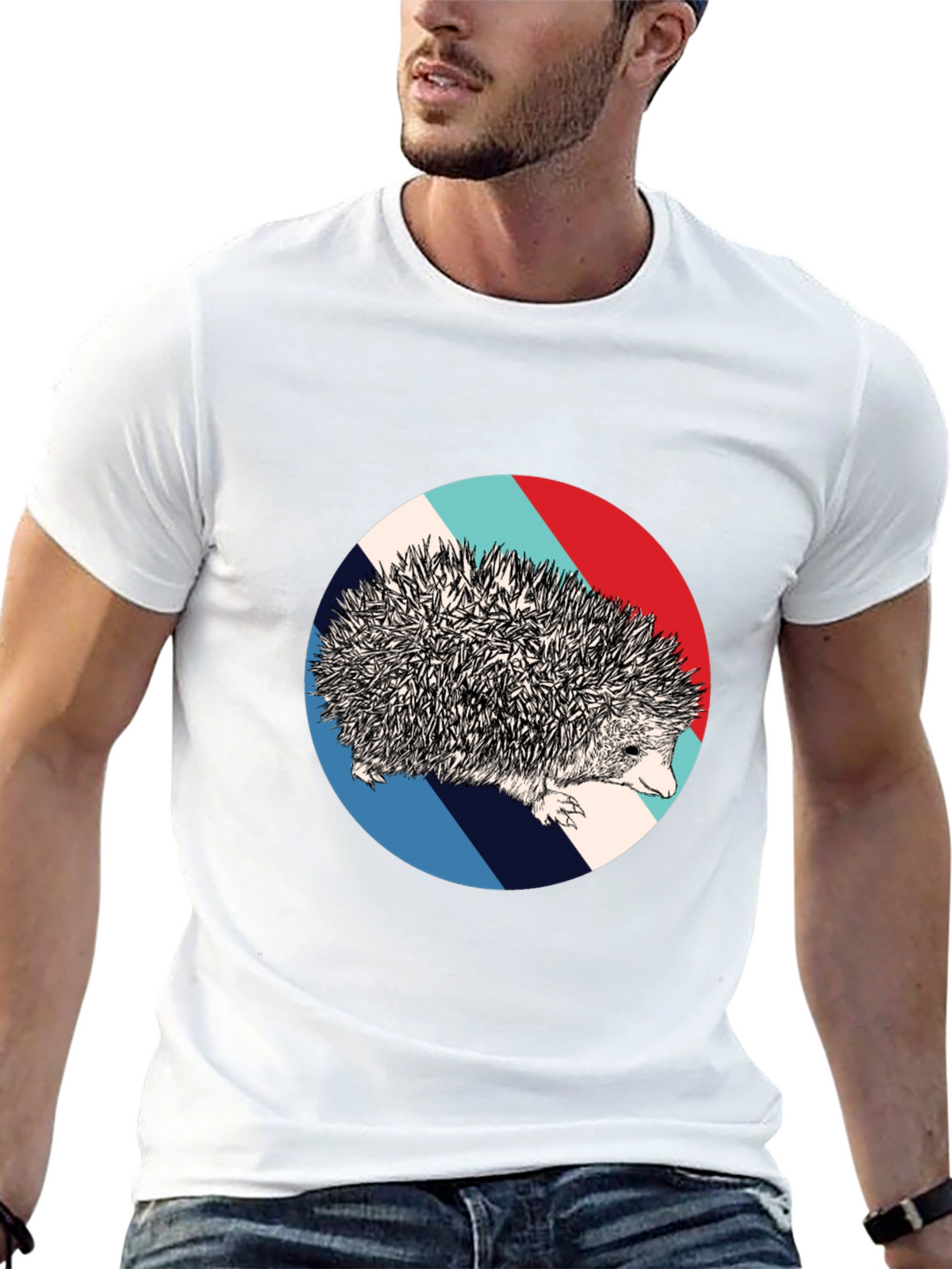 Hedgehog Circle Graphic Tee - Unique Design