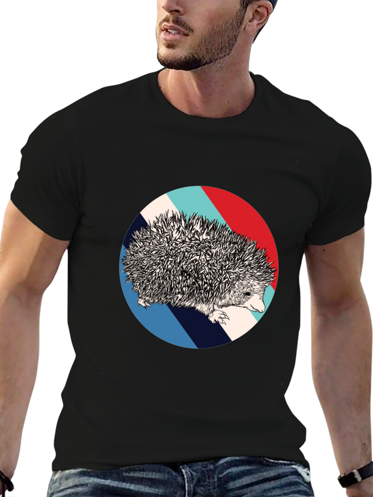 Hedgehog Circle Graphic Tee - Unique Design