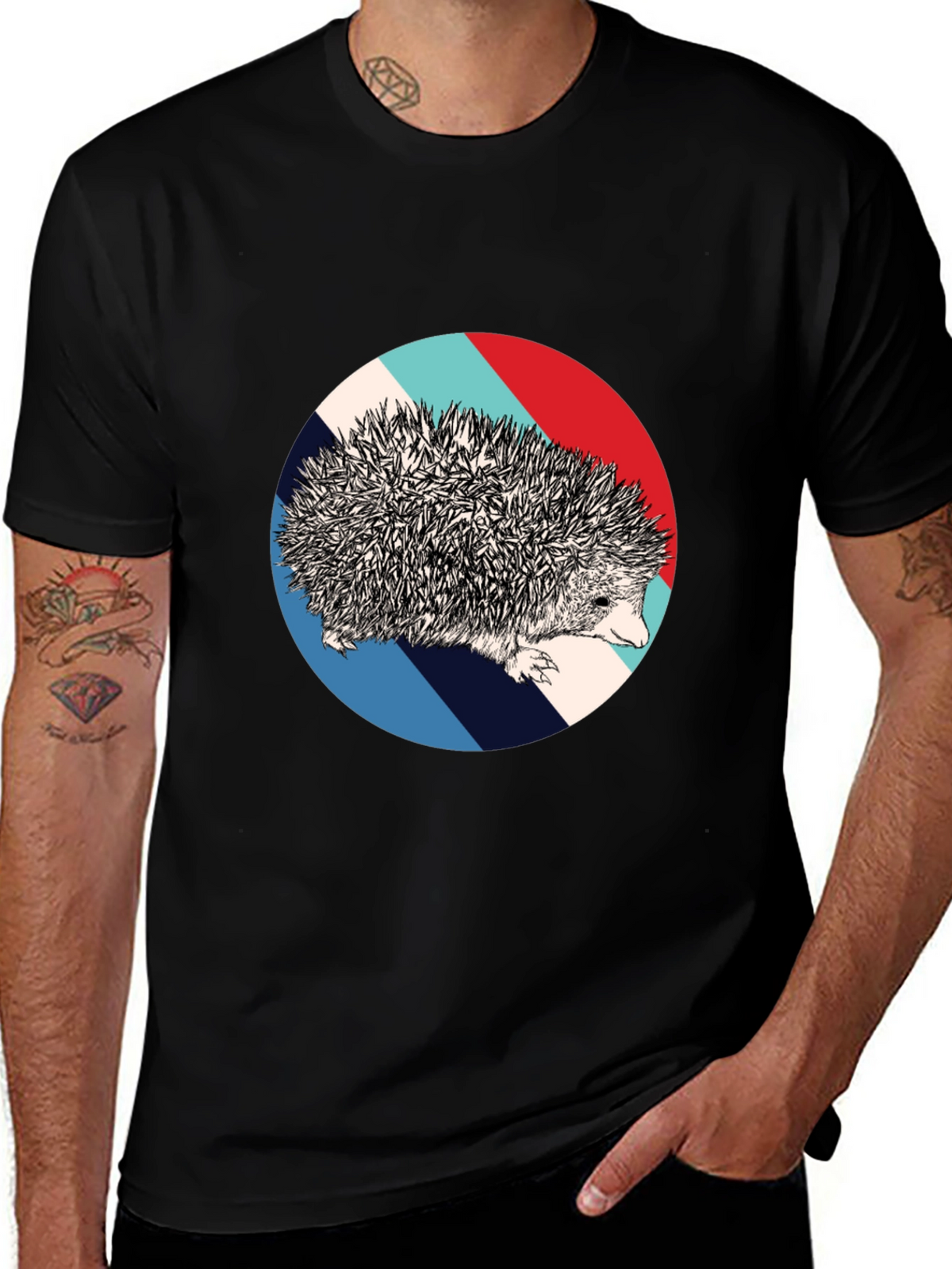 Hedgehog Circle Graphic Tee - Unique Design