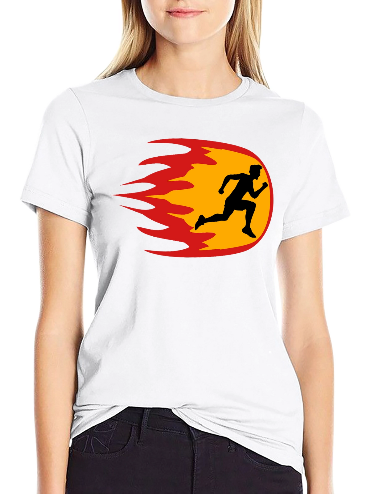 Fiery Runner Black T-Shirt - Speed & Style