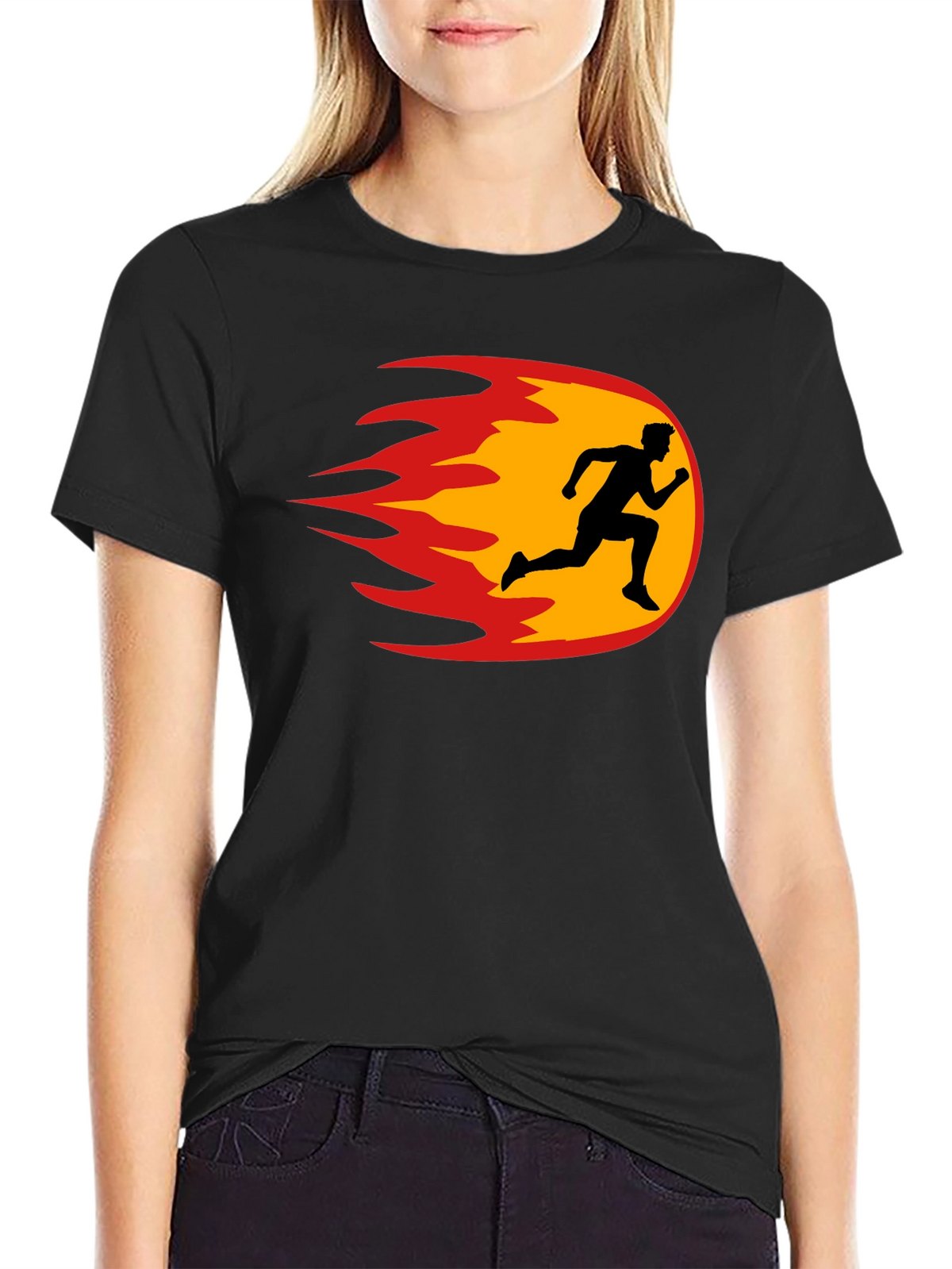 Fiery Runner Black T-Shirt - Speed & Style
