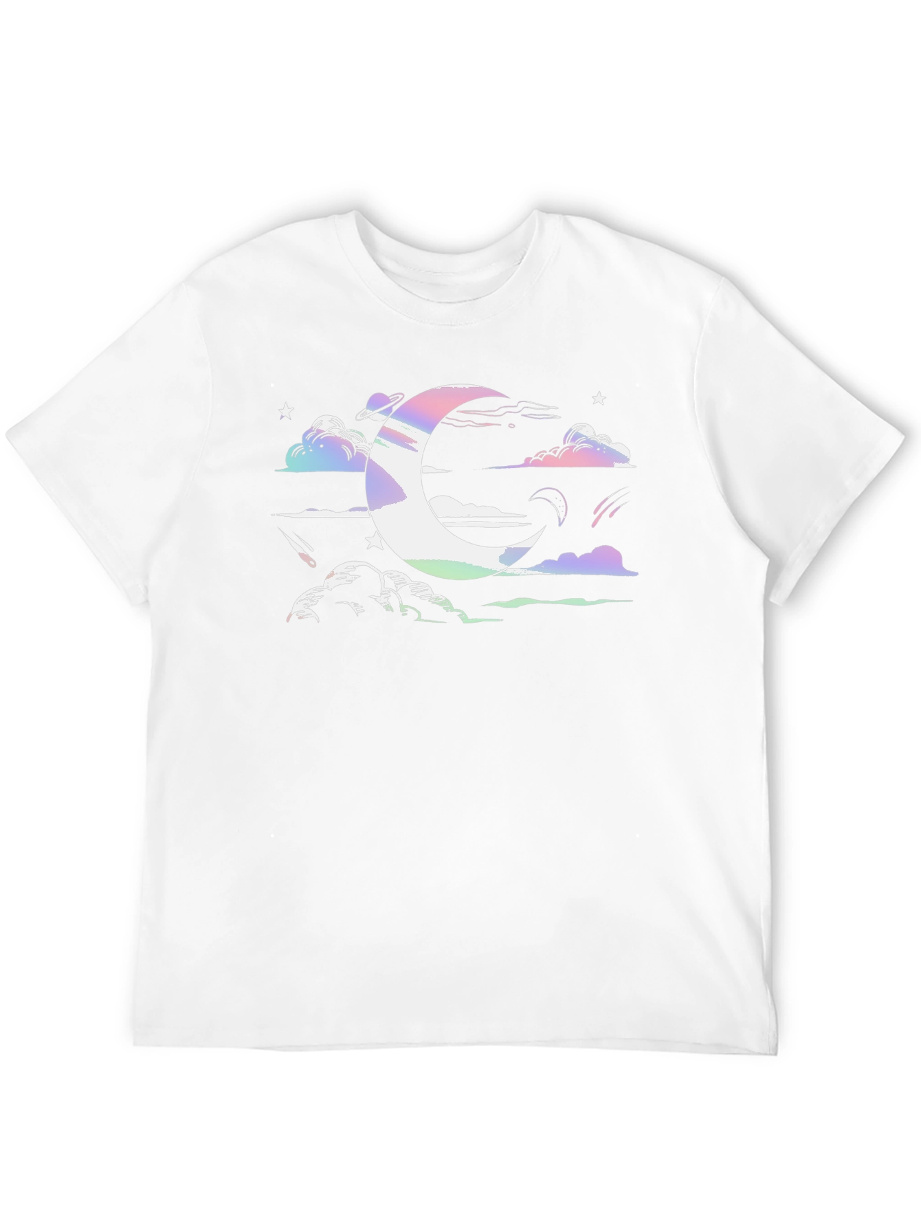 Cosmic Crescent Moon Black T-Shirt