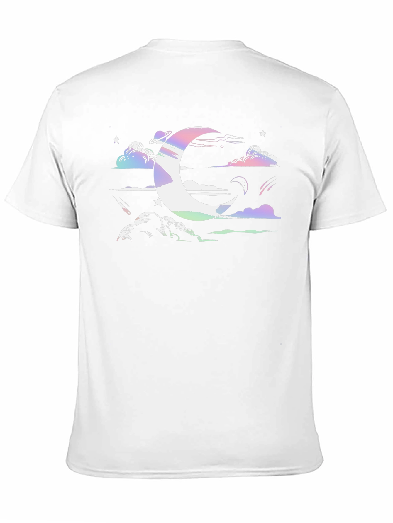 Cosmic Crescent Moon Black T-Shirt
