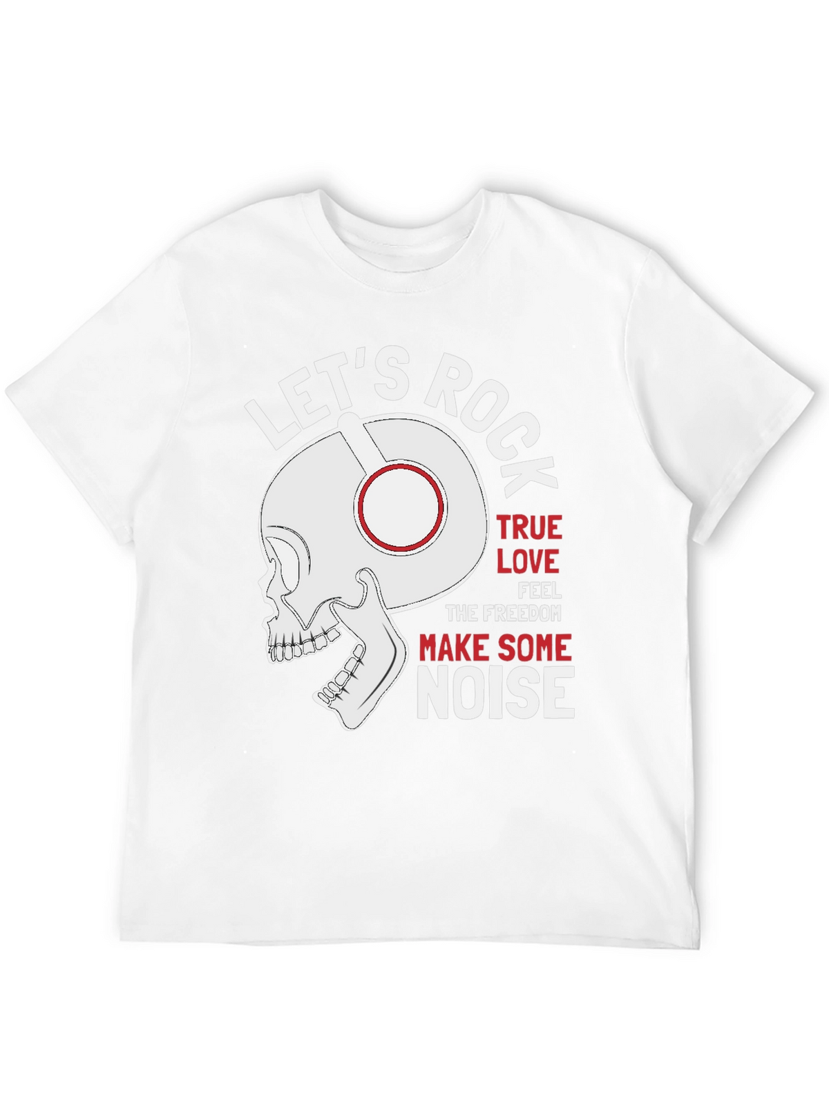 Lets Rock T-Shirt - Skull with Headphones Graphic Tee