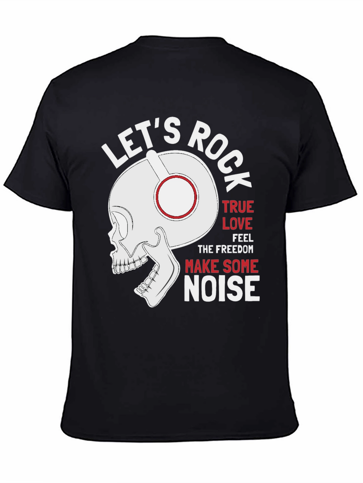 Lets Rock T-Shirt - Skull with Headphones Graphic Tee