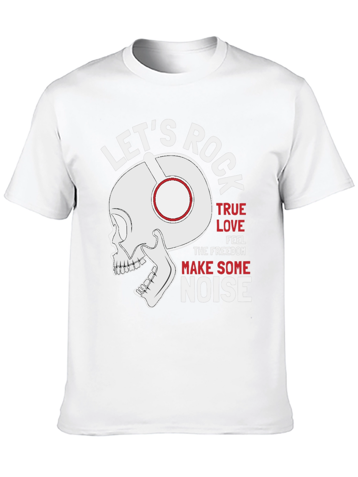 Lets Rock T-Shirt - Skull with Headphones Graphic Tee