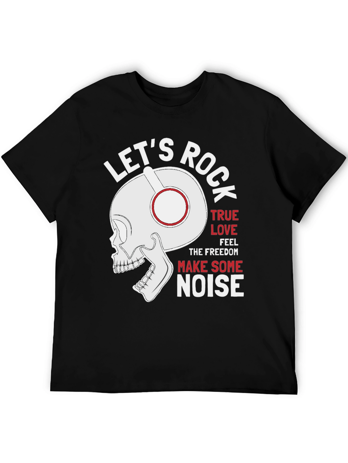 Lets Rock T-Shirt - Skull with Headphones Graphic Tee