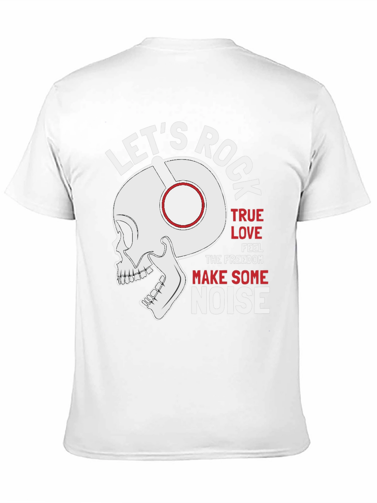 Lets Rock T-Shirt - Skull with Headphones Graphic Tee