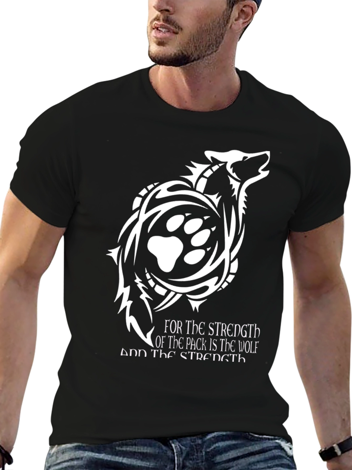 Wolf Pack Strength Graphic Tee - Black