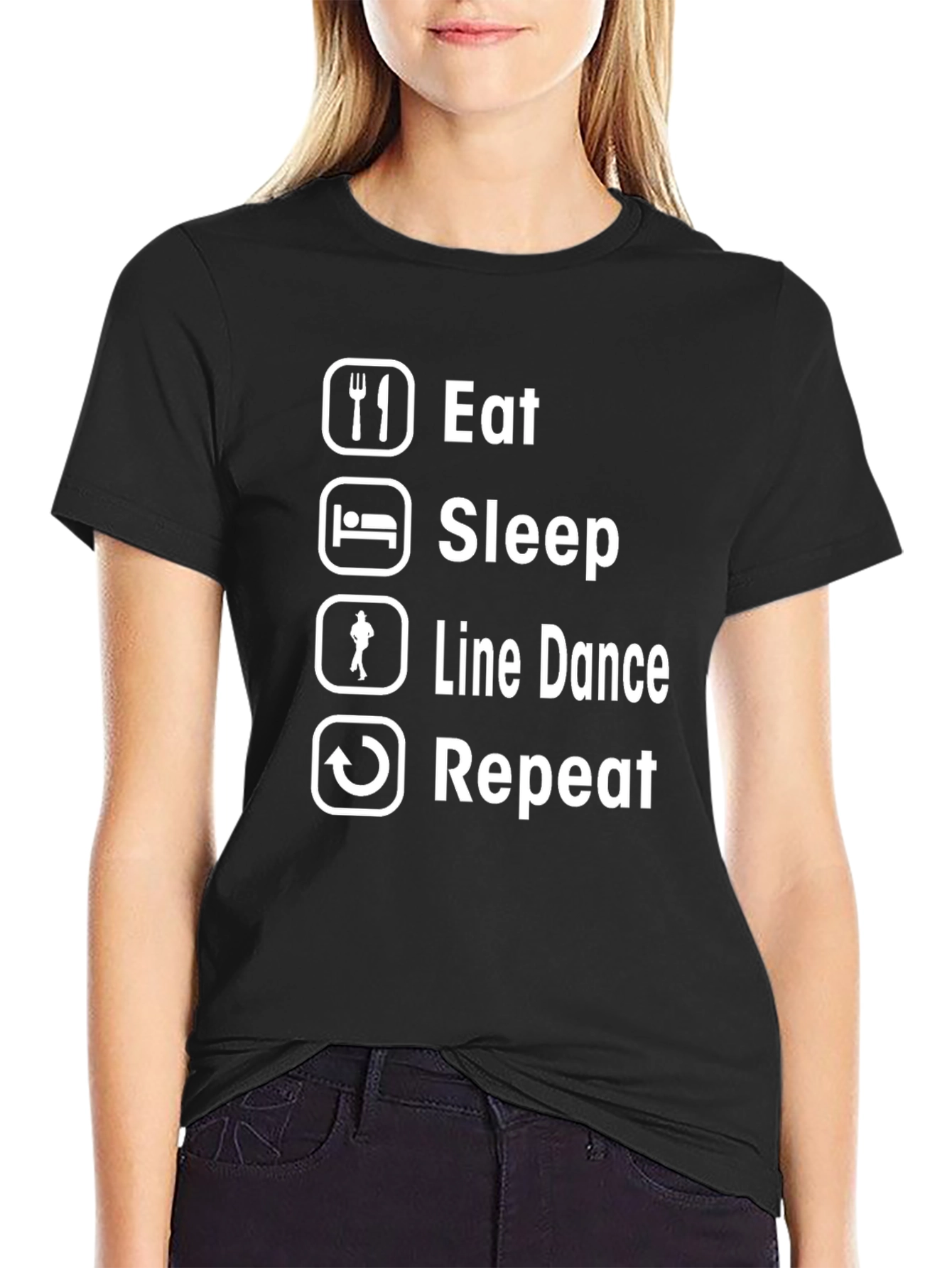 Eat Sleep Line Dance Repeat Funny T-Shirt